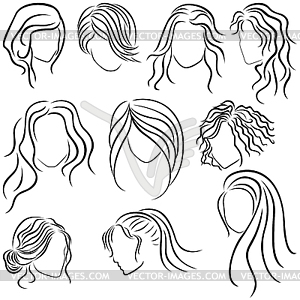 Hairstyles for women - vector clip art