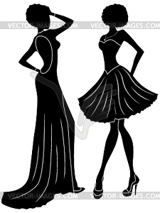 Abstract charming ladies silhouettes - stock vector clipart