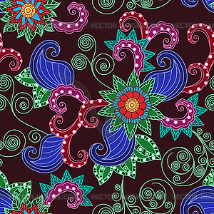 Floral seamless pattern over claret background - vector clipart
