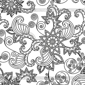 Seamless pattern with flowering plants - vector image
