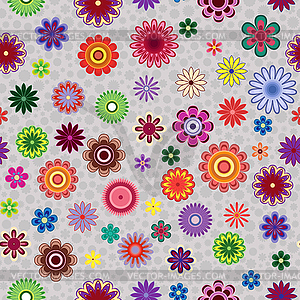 Seamless pattern with flowers over greyish - vector image