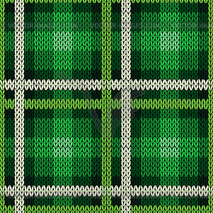 Seamless pattern as knitted fabric in green and - vector clip art