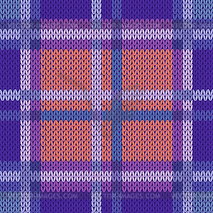 Seamless knitted pattern in violet, blue and - vector clip art