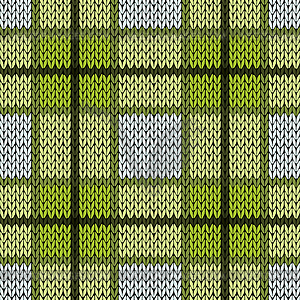 Knitting seamless pattern in warm green and grey - vector clipart / vector image