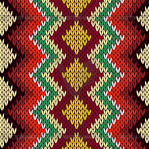 Knitting seamless geometric multicolor pattern - vector clipart