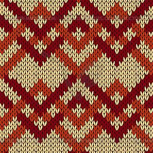 Knitting seamless zigzag pattern in beige and brown - vector clip art