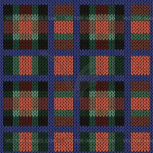 Knitting seamless pattern in red, green, blue and - vector image