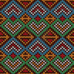 Ethnic knitting motley ornate seamless pattern - vector clip art
