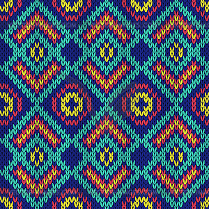 Ornate ethnic knitting motley seamless pattern - vector image