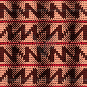 Knitting ornate seamless pattern with zigzag lines - vector clip art