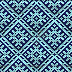 Knitting ornate seamless pattern in dark and light - vector clipart / vector image