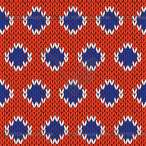 Knitting seamless pattern in blue, white and - royalty-free vector clipart