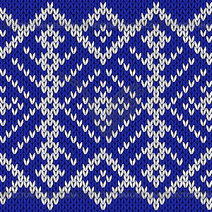 Вязание бесшовные богато шаблон в синий и белый - изображение в векторном формате