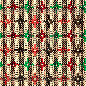 Seamless knitting pattern with color crosses over - vector clip art