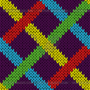 Seamless knitting pattern with color lines - vector clip art