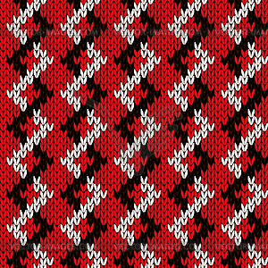 Knitting zigzag seamless pattern in red and white - vector clipart