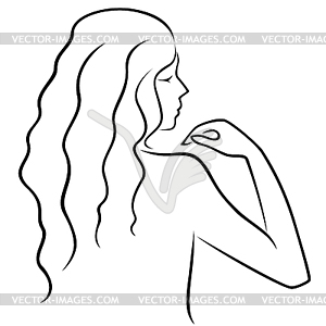 Abstract gesticulating female with view of back - vector clip art