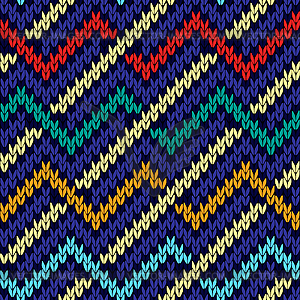 Seamless knitted multicolor wavy pattern - vector image