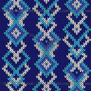 Ornate seamless knitted cool blue pattern - stock vector clipart