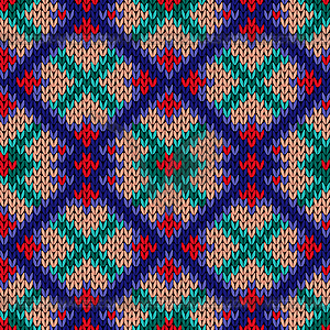 Seamless knitted rhombus colorful pattern - vector clipart