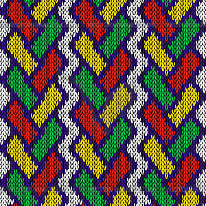 Knitted seamless pattern with intertwining lines - vector clip art