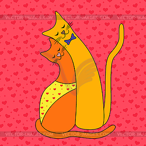 Love couple of cats - vector clipart