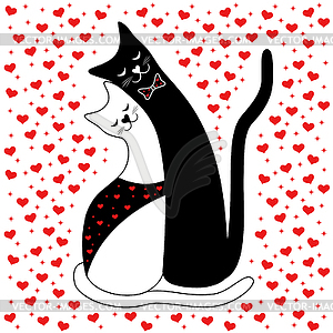 Cat Couple in Love - vector image