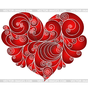 Red heart floral stencil - vector image