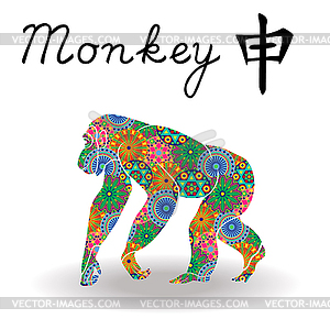 Chinese Zodiac Sign Monkey with color geometric - vector image