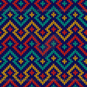 Knitting seamless geometric colour pattern - vector clip art