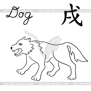 Chinese Zodiac Sign Dog outline - vector image