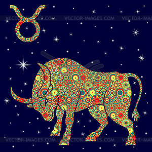 Zodiac sign Taurus with variegated lowers fill - vector image