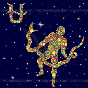 Alternative Zodiac sign Ophiuchus with variegated - vector image