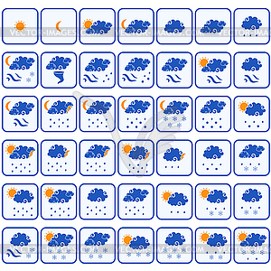 Set of forty two forecast color weather icons - vector clipart