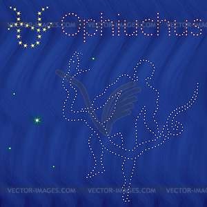 Alternative Zodiac sign Ophiuchus contour on - stock vector clipart