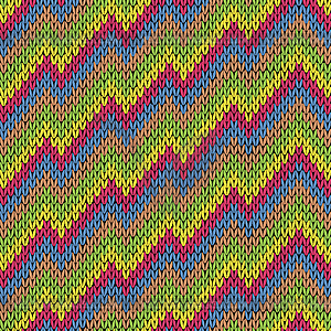 Colouful zigzag line knitting seamless pattern - vector clipart