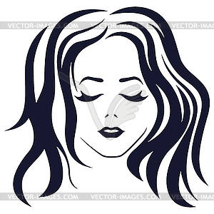 Girl with closed eyes - vector image