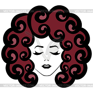 Girl with closed eyes and reddish hair - vector clipart