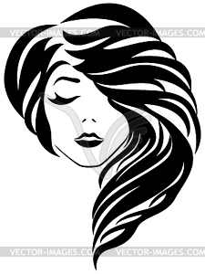 Attractive girl with closed eye and gorgeous hair - vector image