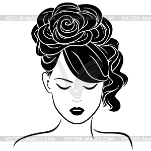 Attractive girl with high hairdo - vector image