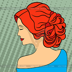 Ретро-стиль рыжеволосых женщин - векторный клипарт EPS