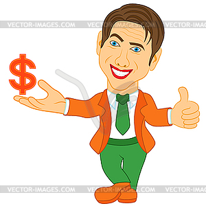 Men holds Dollar symbol - vector EPS clipart