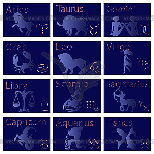 Set of twelve Zodiac signs - vector clipart