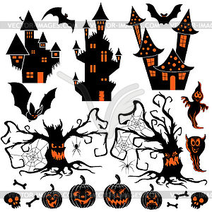 Halloween silhouettes set - vector clipart