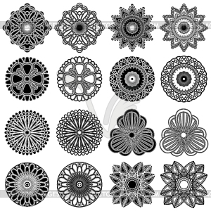 Set of twenty five black stylish flowers - vector clipart / vector image