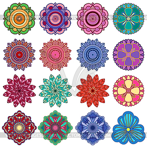 Set of twenty five stylish color flowers - vector image