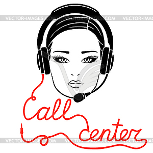 Online call center concept - vector image