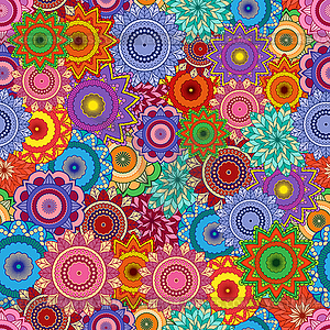 Seamless pattern with colourful flowers - vector image