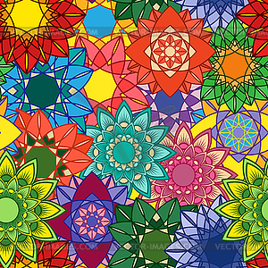 Seamless pattern with colour scattered flowers - vector image