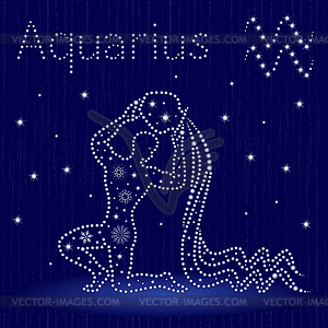 Zodiac sign Aquarius with snowflakes - vector image